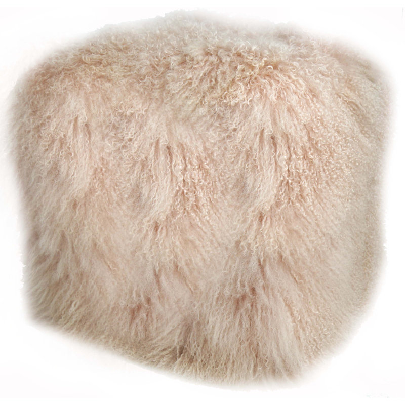 Square Pouf, Blush Genuine Leather