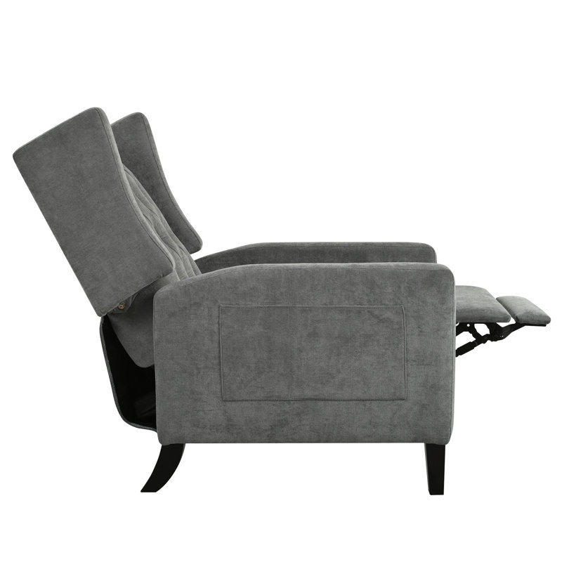 Manual Adjustable WingBack Recliner Chair. with Foldable Side Table, USB Charging ports, Light Gray