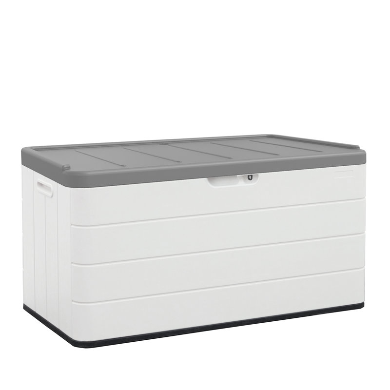46'' White and Gray Lockable HDPE Outdoor Storage Cabinet