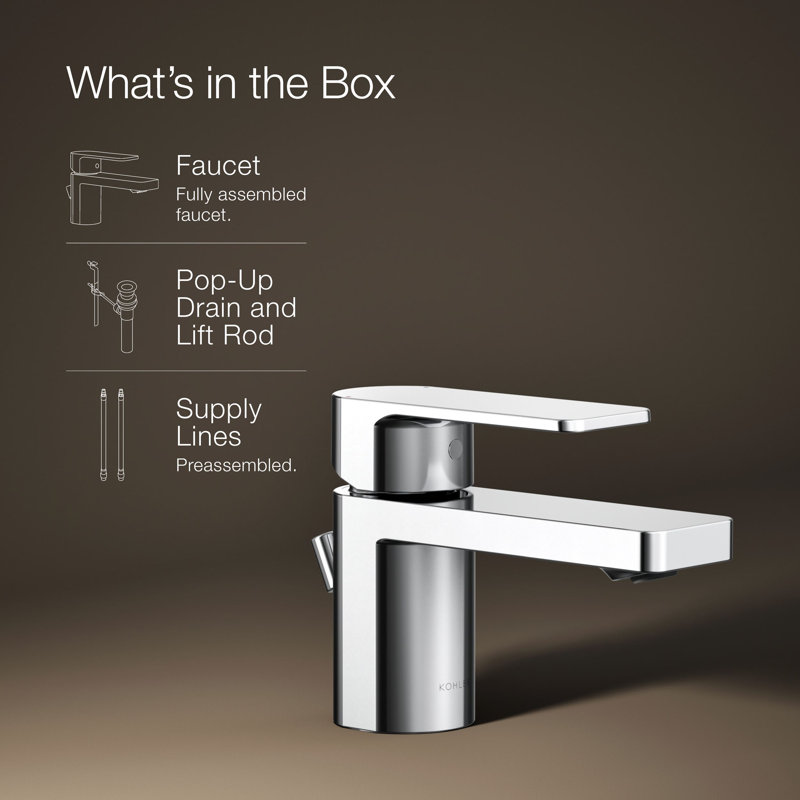 Parallel Single Hole Bathroom Faucet, Polished Chrome