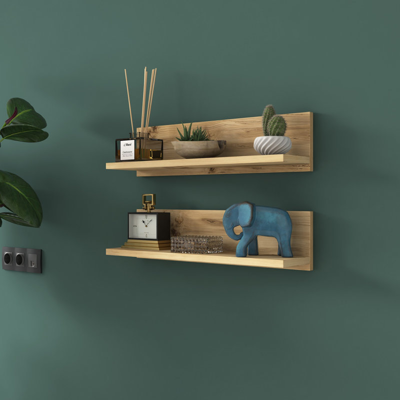 Herlene 2 Piece Accent Shelf, Oak