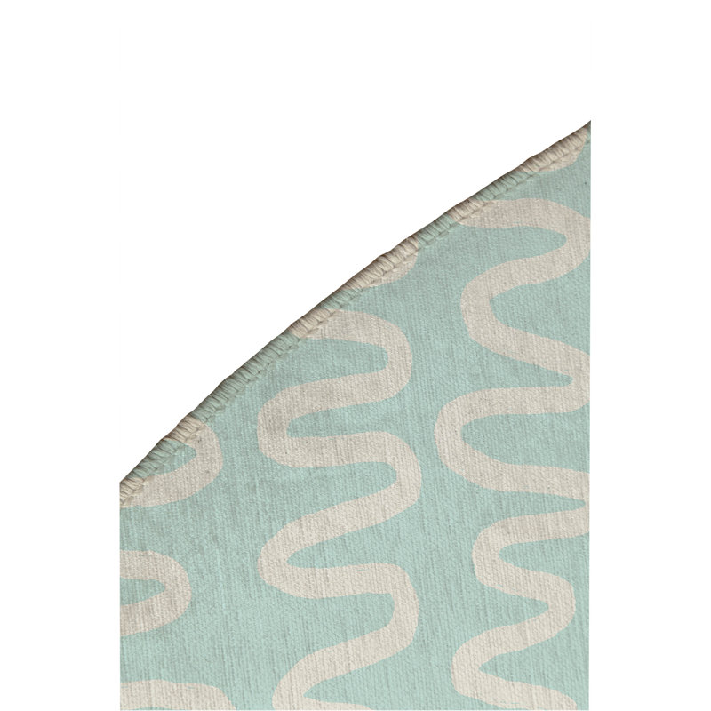 Wiggle Stripe Non-Slip Outdoor Rug, Round 5'