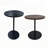 2-Piece Round Nesting Side Table Set with Concentric Circle Pattern – Walnut Brown & Black