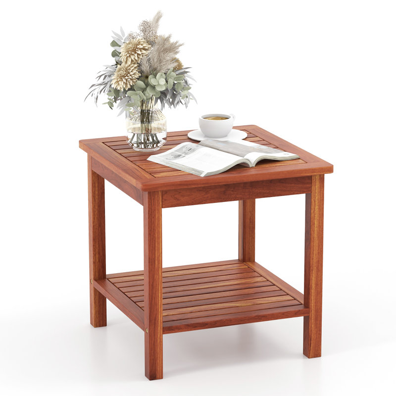 Othon Square Acacia Outdoor Side Table , 18'' in. W 18'' in. D