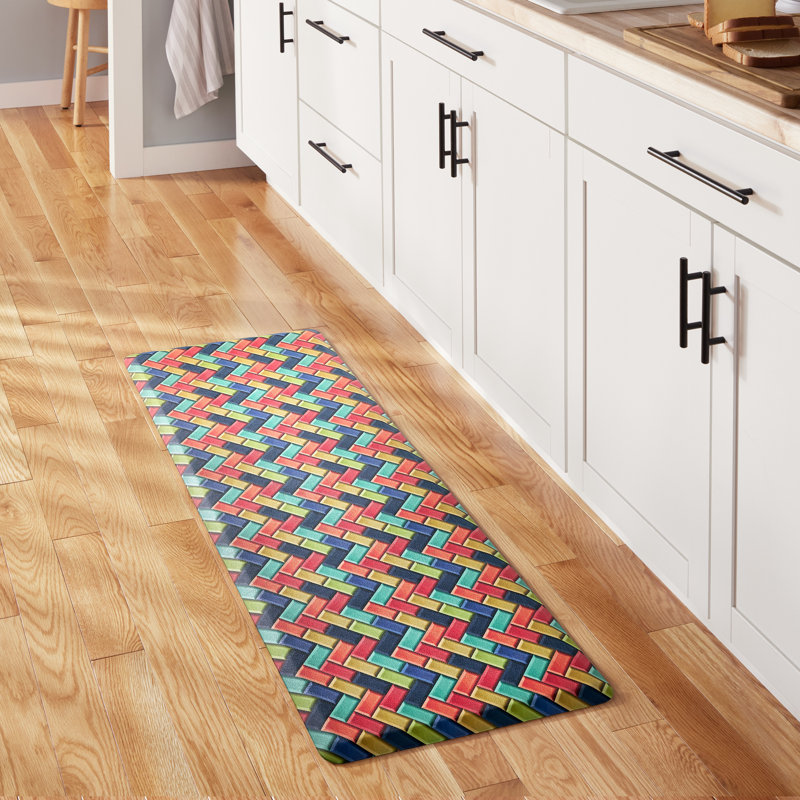 Fiesta Multicolor Herringbone Anti-Fatigue Kitchen Mat, 20"x55"