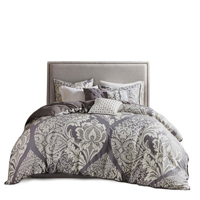 104"W X 92"L Bedding For King/ King With Solid Reverse And Pillows Contrasted Colors Embroidered Decorative