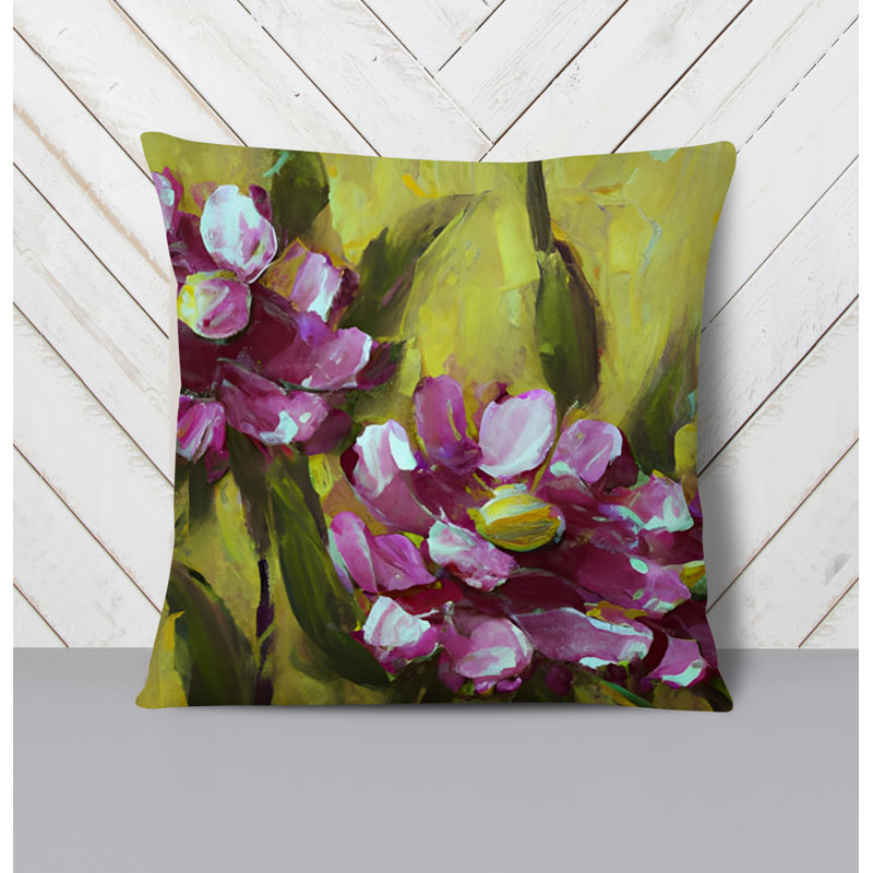 Throw Pillow Cover Only, H 20 po x l 20 po, Vert / mauve floral 3