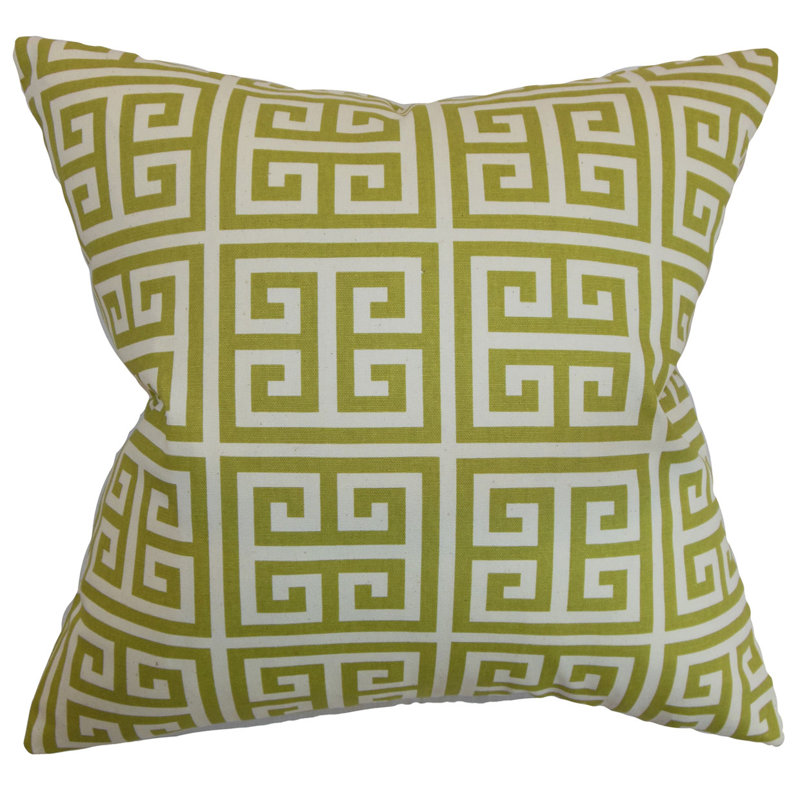 Paros Geometric Feather Reversible Throw Pillow, Black/White, 26" x 26"