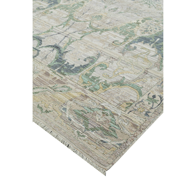 High-Quality Hand-Knotted Ivory And Beige Area Rug, Rectangle 12' x 15'