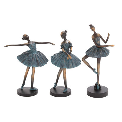 Minnich Polystone Dancer Teal Decorative Sculpture Set