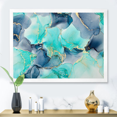 Turquoise et mauve, luxe, abstrait, fluide, Art Vi - reproduction sur toile