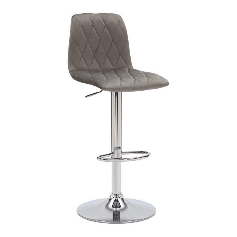 Adelaid Swivel Upholstered Adjustable Height Counter Stool with Metal Frame, Grey