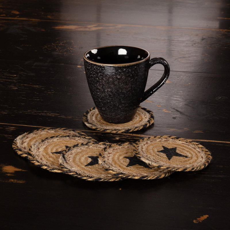Kettle Grove Jute Round 6 Piece Coaster Set
