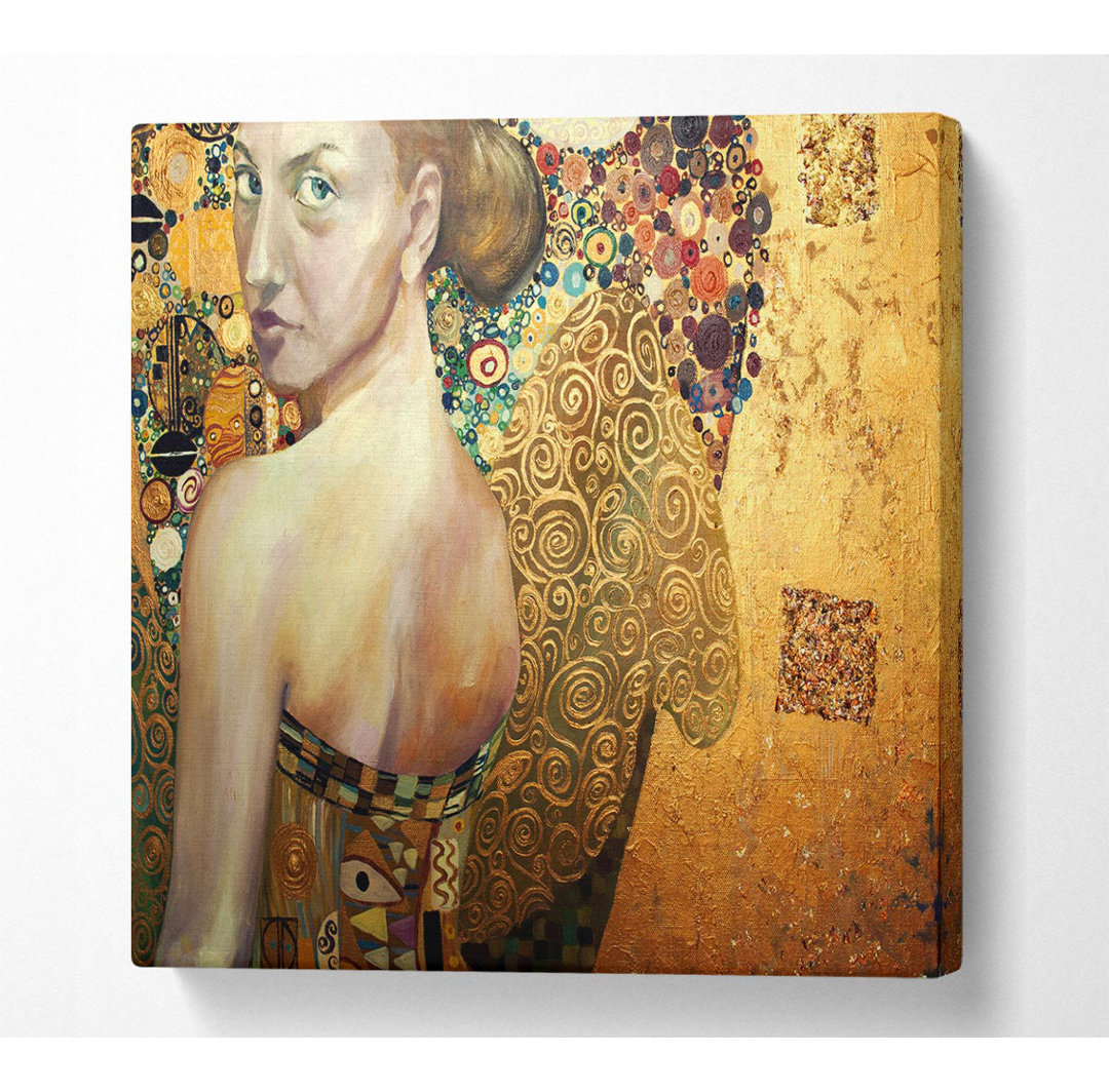 Klimt Goldenes Quadrat - Kunstdrucke auf Leinwand