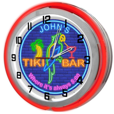 Tiki Bar Neon Wall Clock