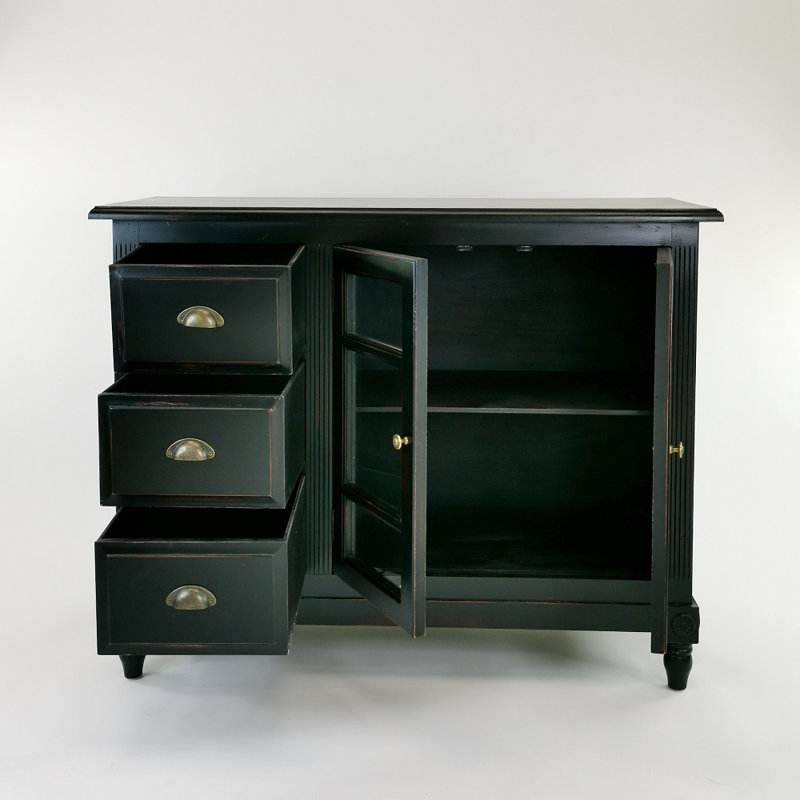Haleyville 46'' Solid Wood Sideboard, Antique Black