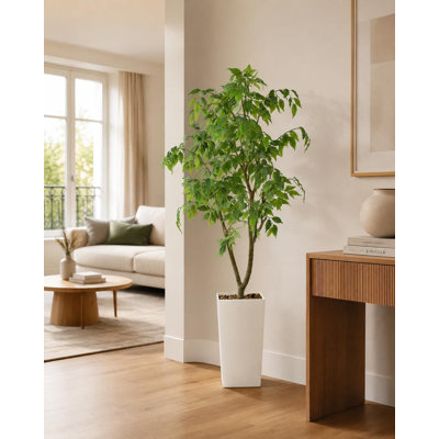 Artificial Ficus Tree with Planter, Faux Indoor Floor Plant, 5 ft