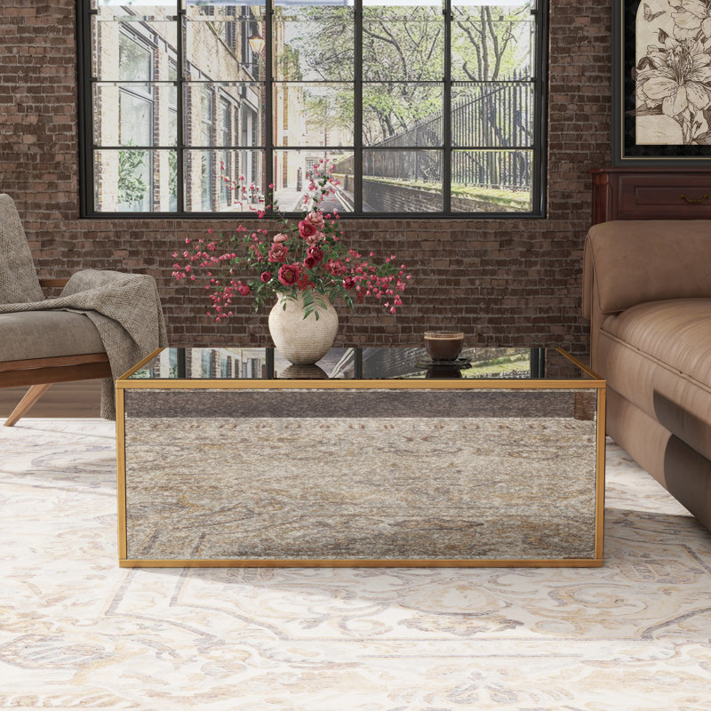 Table basse à miroir Adelais, H 13,78 po x L 47,2 po x l 29,5 po