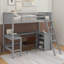 Lit mezzanine simple avec tablettes et bureau-305642811