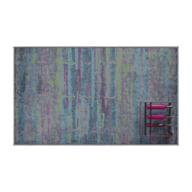 Machine Washable Gray Area Rug, Rectangle 4' x 6'
