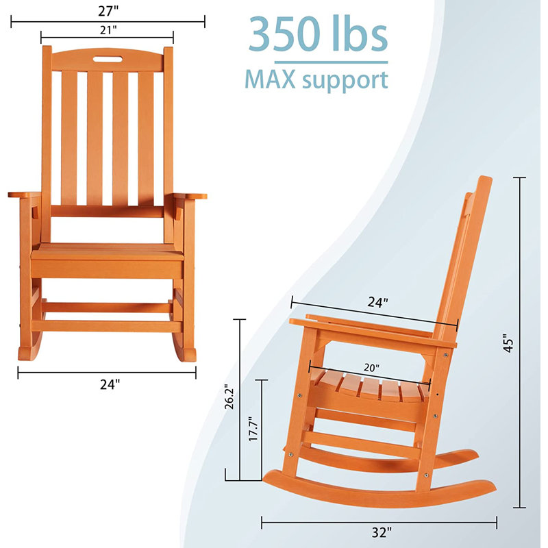 Chaise berçante d'extérieur Kiomara, Orange, Individuel