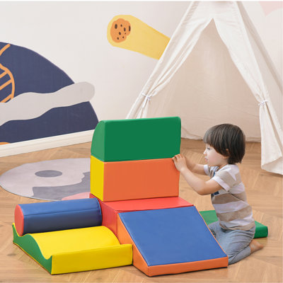 Soozier 7 pièces, blocs de jeu souples, escalade et rampe, blocs de construction et d'empilage en mousse, jeu d'apprentissage non toxique