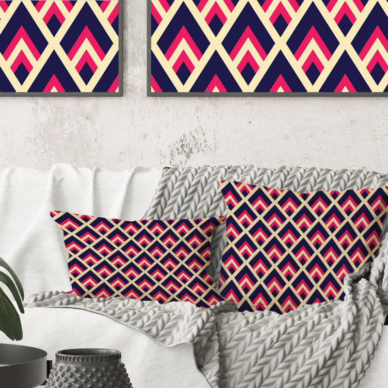 Coussin décoratif rouge à motif à chevrons rouges et blancs I-1