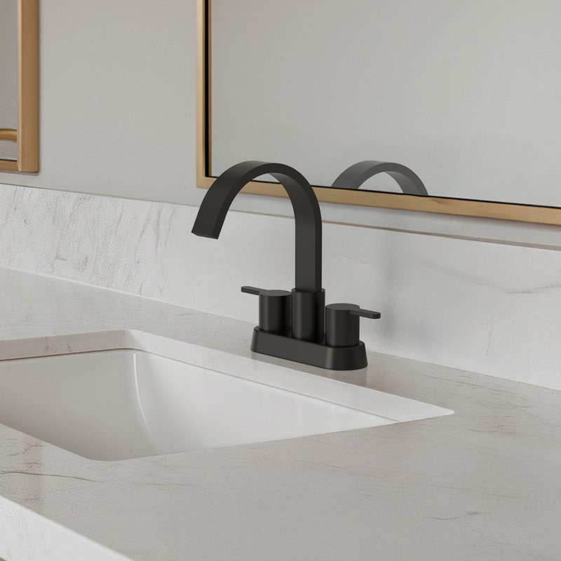 Centerset Bathroom Faucet with Drain Assembly, 2-handle Bathroom Sink Faucet, Matte Black