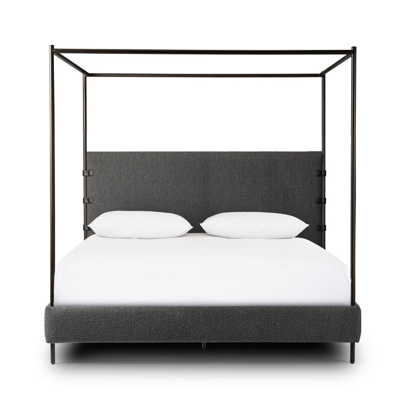 Anderson Upholstered King Canopy Bed, King, Knoll Charcoal