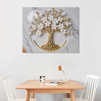 Golden Tree Of Life, 16 X 20, Built-In Wooden Frame