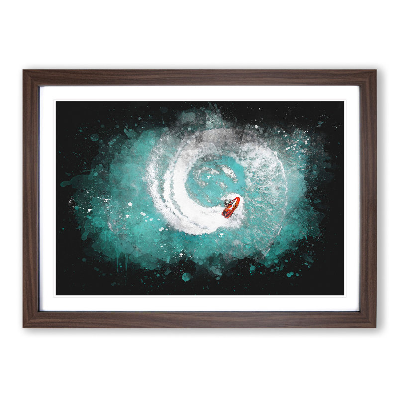 Jet Ski Whirlpool on Bear Lake - Picture Frame Graphic Art Print, Walnut Framed, 62cm H x 87cm W x 2cm D
