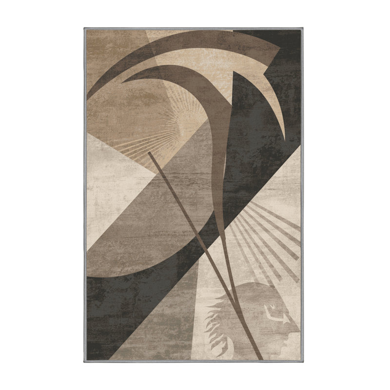 Tapis art déco lavable à la machine Palmerston Scythe Warrior, 6 x 9