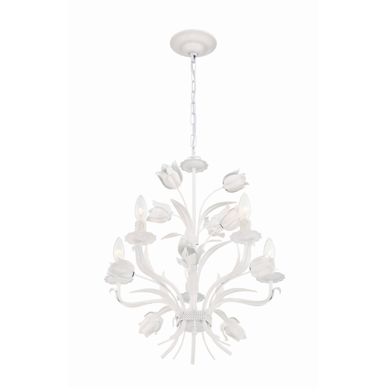 Lustre classique / traditionnel style bougie Malaki, Blanc, 5