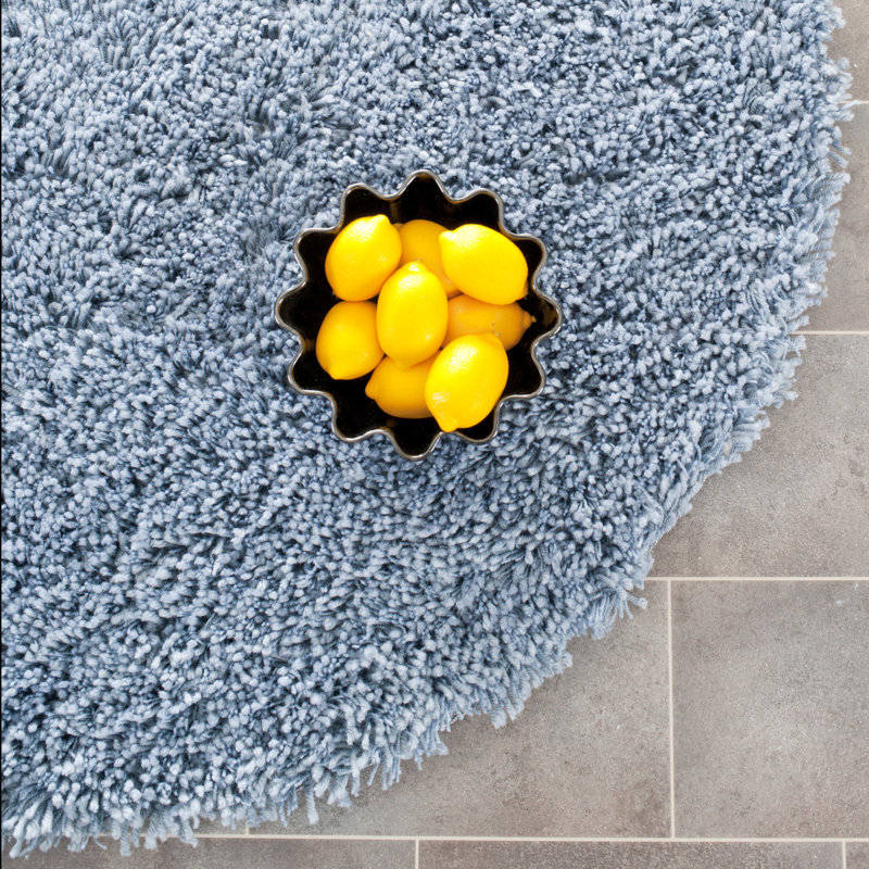 Assar Handmade Tufted Light Blue Area Rug, Round 4'