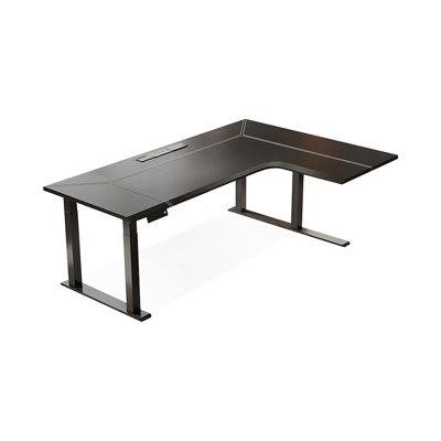 Black L-Shaped Hight adjustable Manufactured Wood + Cold Rolled Steel desk