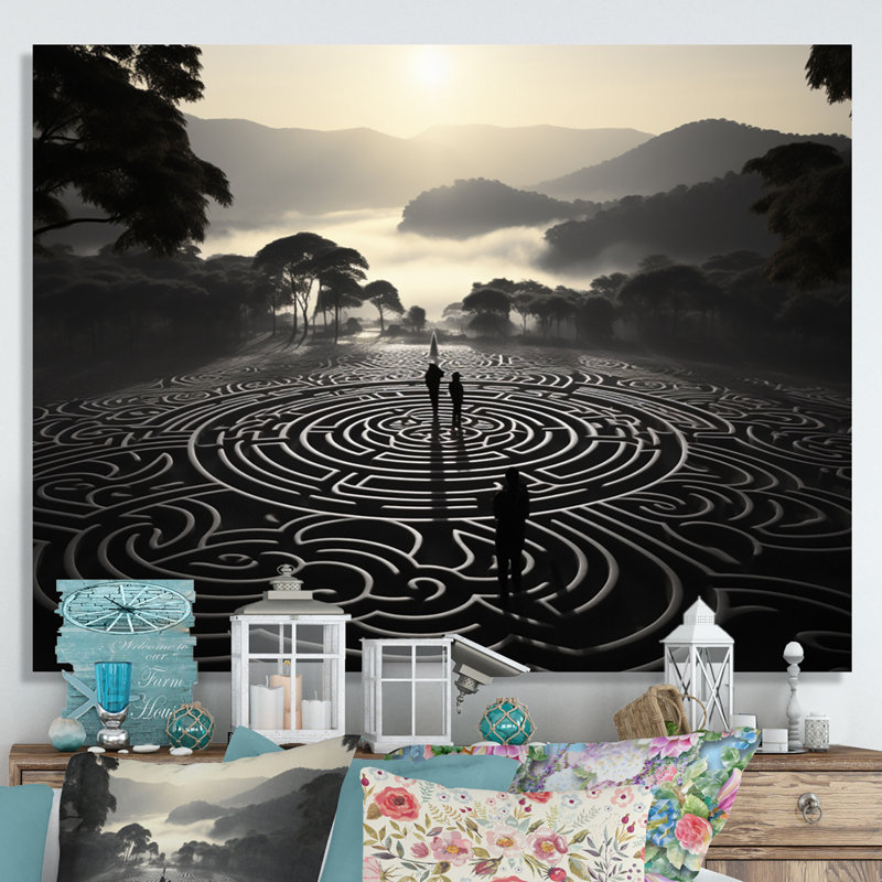 Art indien, Rangoli mystique, Toile tendue, H 12 po x l 20 po x P 1 po