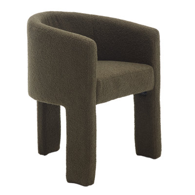 Modern Barrel Dining Chair With Solid Wood Legs, Upholstered Arm Dining Chair, Comfy Side Chair For Living Room/Dining Room(Set Of 1)