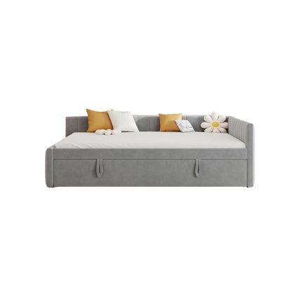 Full-size Upholstered Daybed With Shelves And Slats