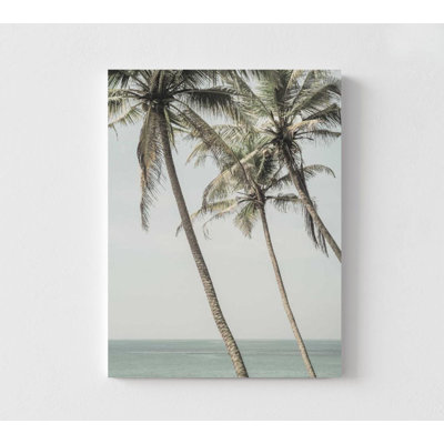 Palm Trees Coastal Print: Muted Tones, Modern Frame (Ready to Hang)