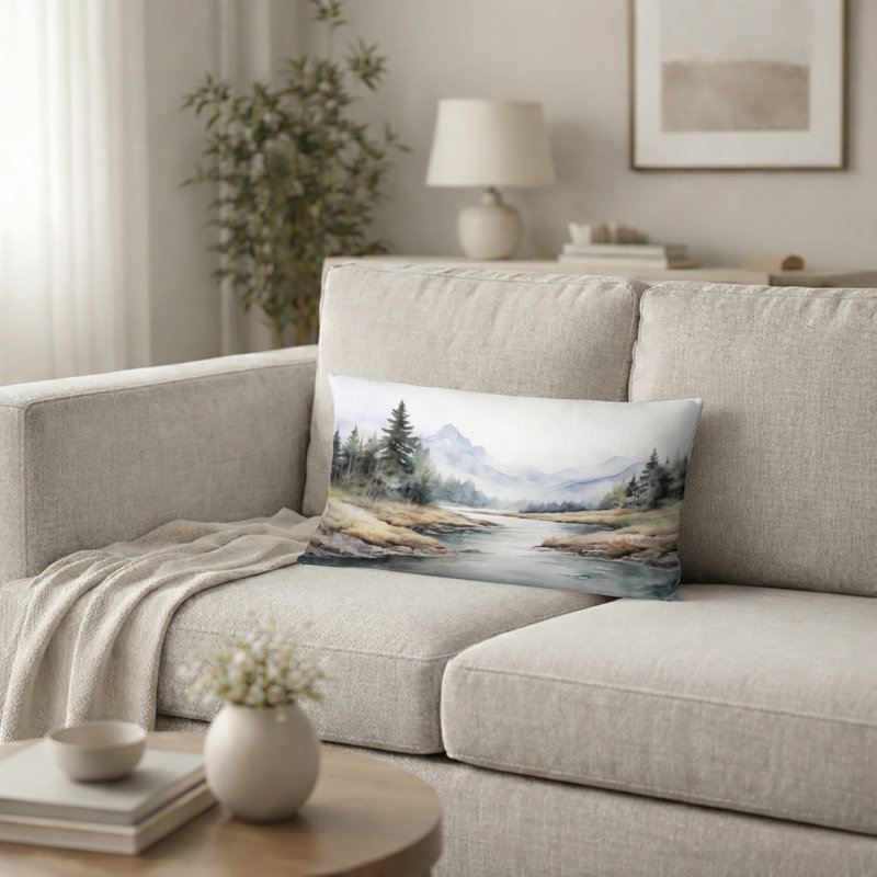 Coussin décoratif River Mountain - River Mountain In Minimal Canada II, H 12 po x l 20 po
