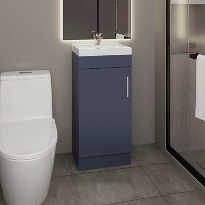 Meuble-lavabo sur pied avec lavabo en résine Madrid, armoire de rangement moderne pour l'organisation de la salle de bain