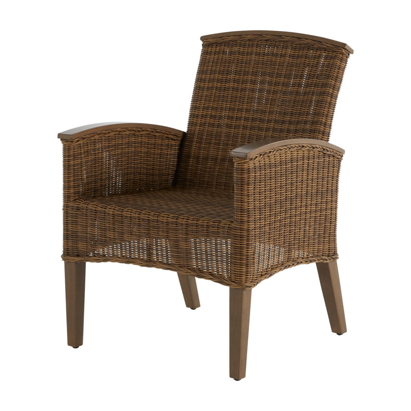 Astoria Patio Dining Armchair with Cushions, Raffia/Oak, Rollo Silver, Welt