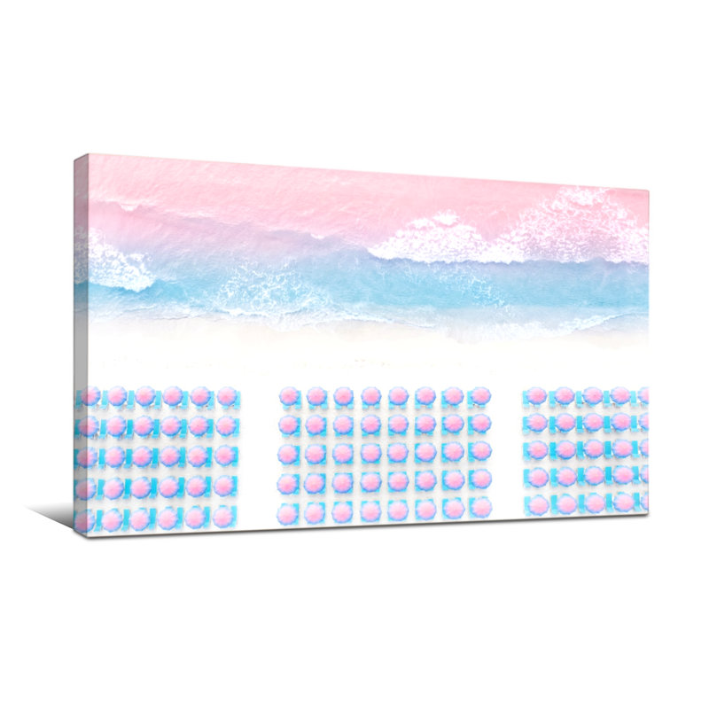 Scènes de paysage pastel et paysages urbains avec pastilles roses, H 20 po x l 40 po