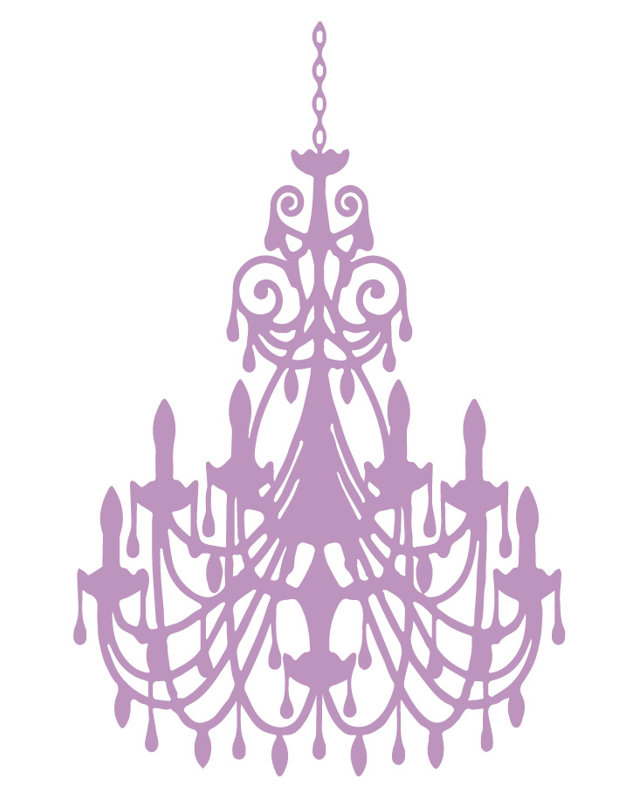Décalcomanie murale lustre ornée, Lilas, H 48 po x l 31 po x P 0,01 po
