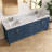 Aura 84'' Double Bathroom Vanity With White Granite Top-1975647474-1975647480
