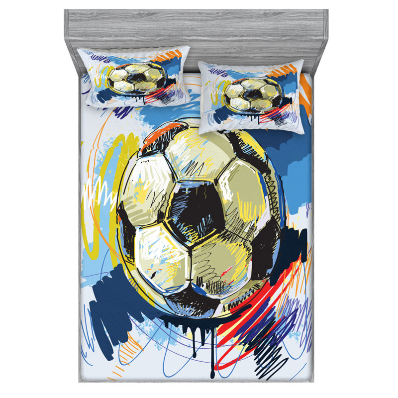 Soccer Microfiber Fitted Sheet, Queen Fitted Sheet