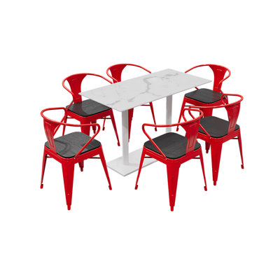 Industrial-style Table And Chairs Set Pedestal Dining Set