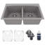 Ensemble d'évier de cuisine encastré à double cuve 50/50 Karran Quartz 33 "X 22"-50597885