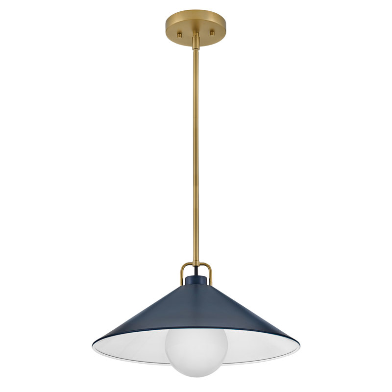 Luminaire suspendu conique à 1 lumière Zoë, Bleu marine mat