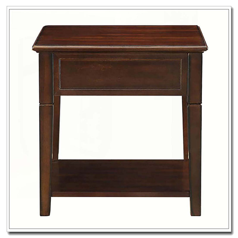 Walnut End Table with Bottom Shelf